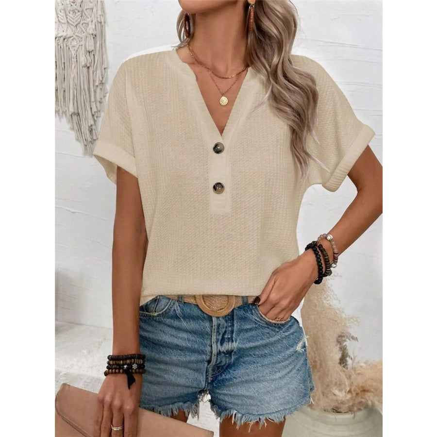 Short Sleeve Waffle Knit T-Shirt Apparel and Accessories