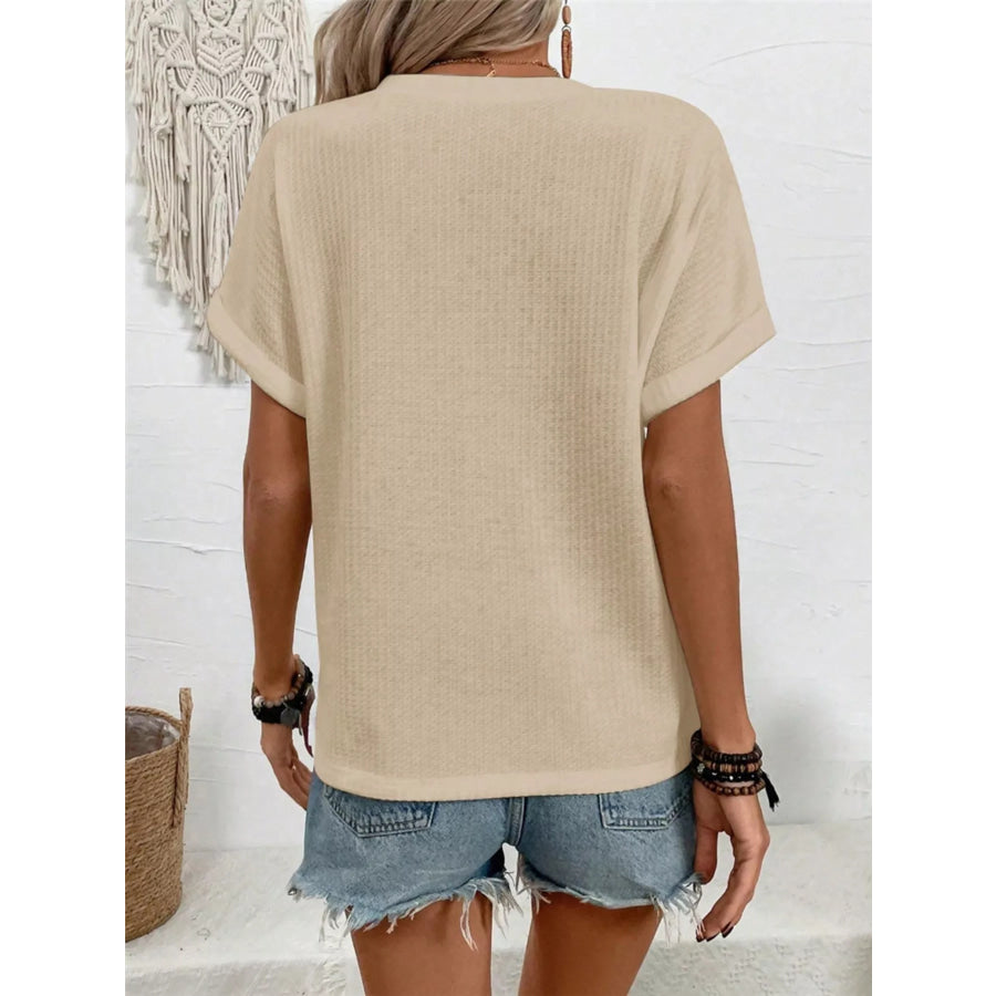 Short Sleeve Waffle Knit T-Shirt Apparel and Accessories