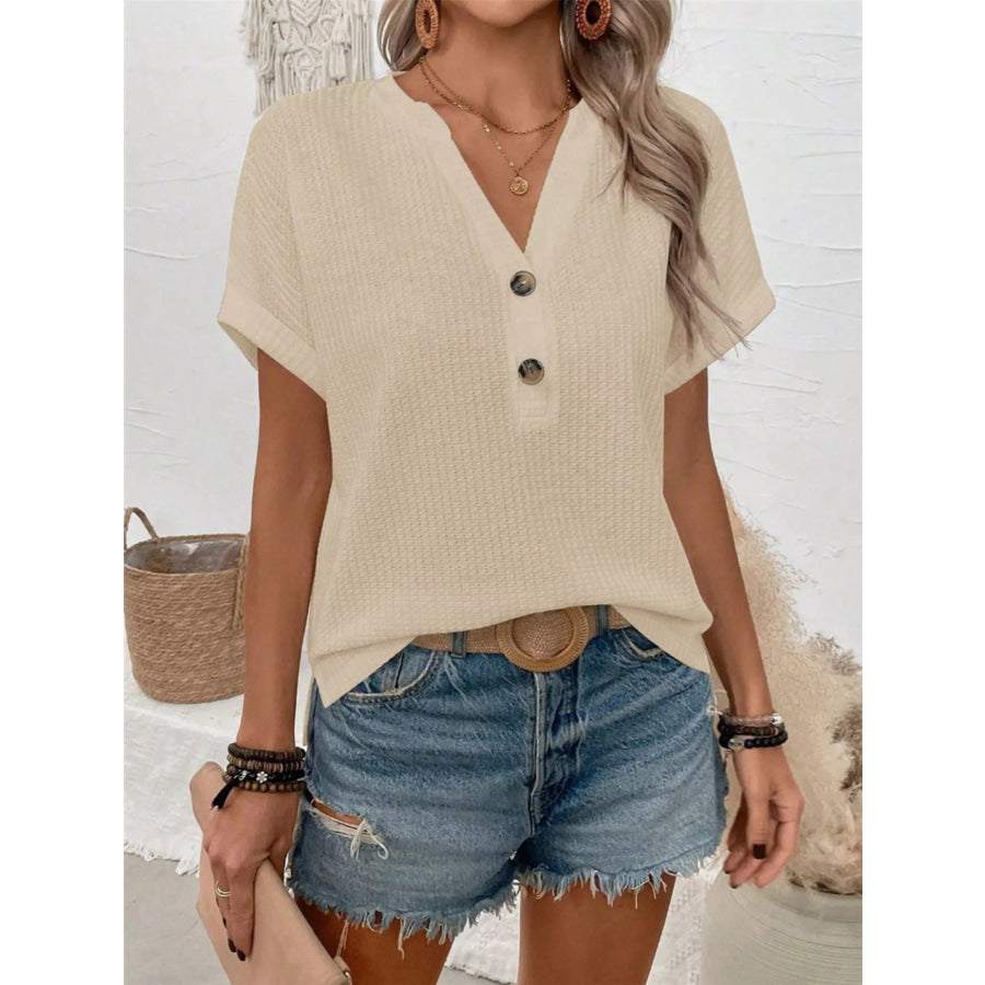 Short Sleeve Waffle Knit T-Shirt Apparel and Accessories