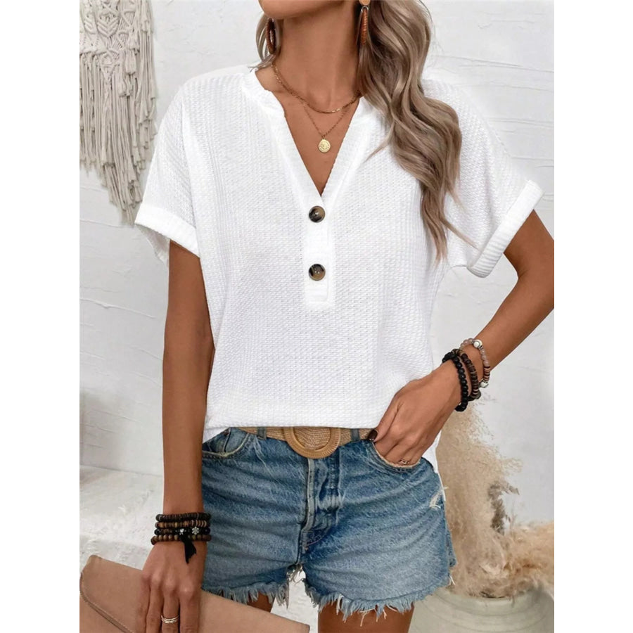 Short Sleeve Waffle Knit T-Shirt Apparel and Accessories