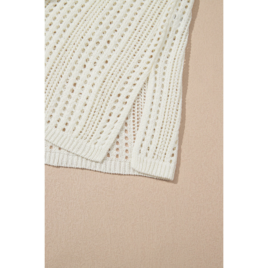 Side Slit Drawstring V-Neck Knit Cover Up Dress Apparel and Accessories