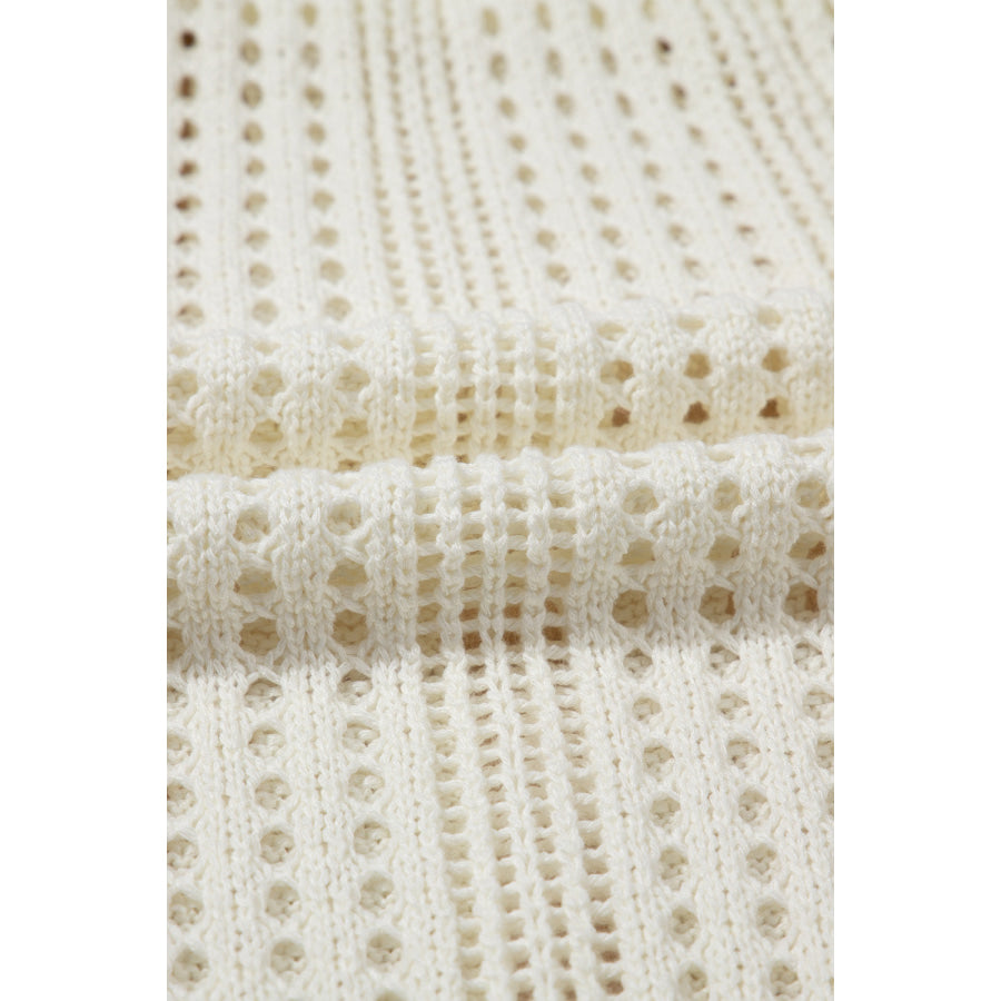 Side Slit Drawstring V-Neck Knit Cover Up Dress Apparel and Accessories