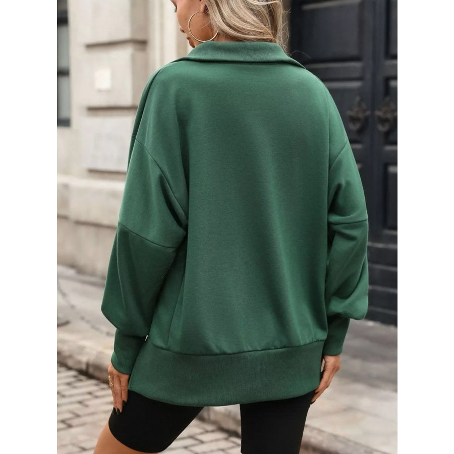 Side Slit Half Snap Sweatshirt Apparel and Accessories