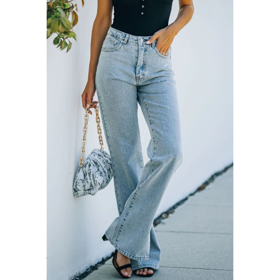 Side Slit Jeans with Pockets Light / S Apparel and Accessories