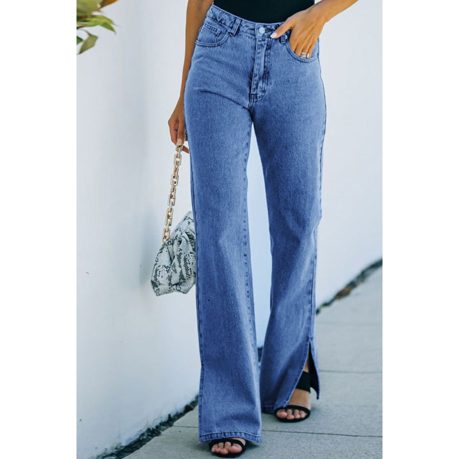 Side Slit Jeans with Pockets Medium / S Apparel and Accessories