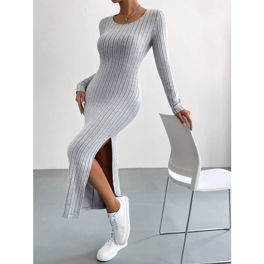 Side Slit Ribbed Knit Dress Apparel and Accessories
