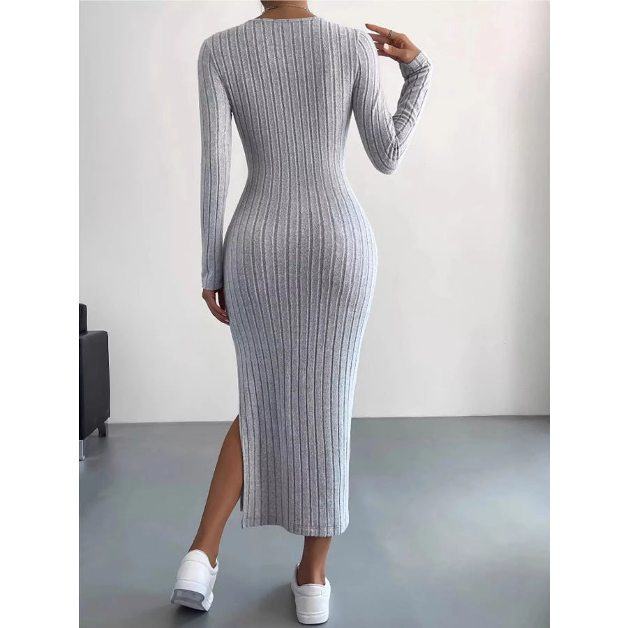 Side Slit Ribbed Knit Dress Apparel and Accessories