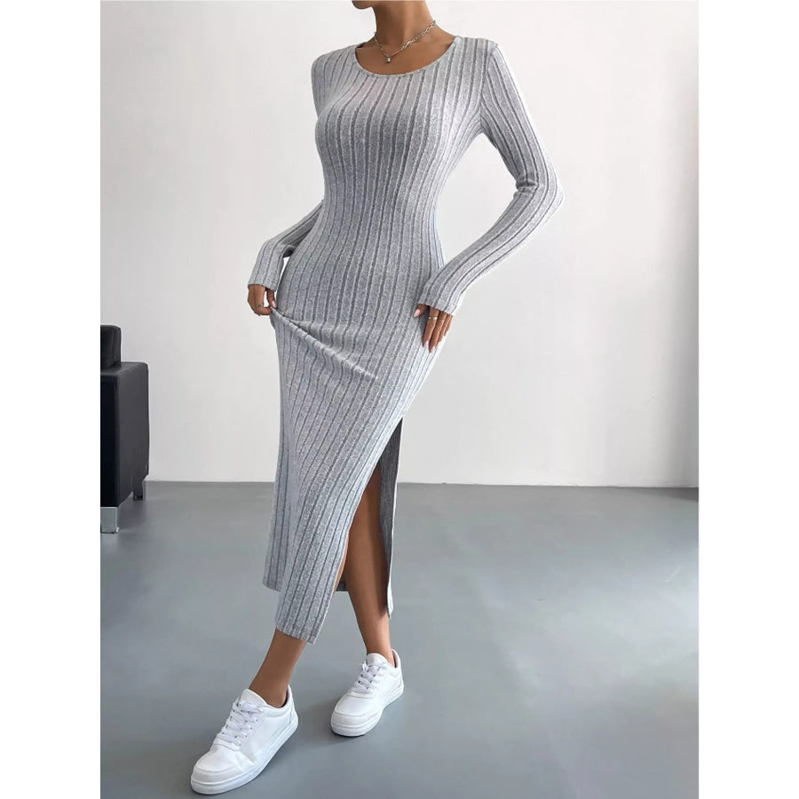 Side Slit Ribbed Knit Dress Apparel and Accessories