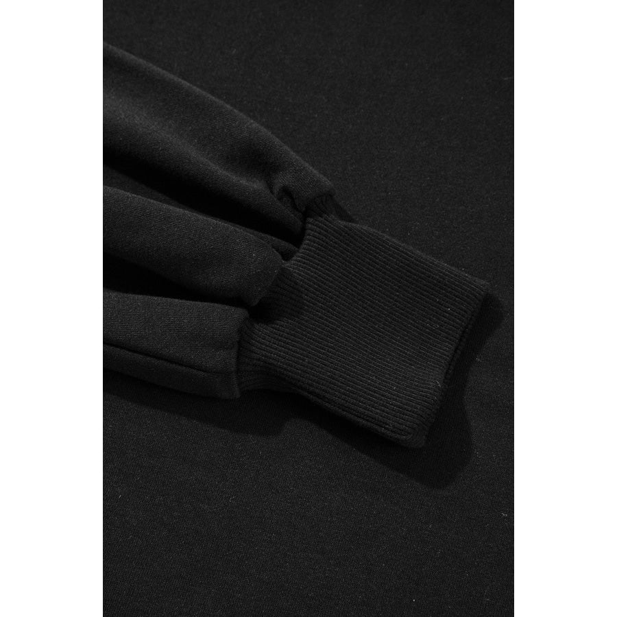 Side Slit Round Neck Long Sleeve Sweatshirt Apparel and Accessories