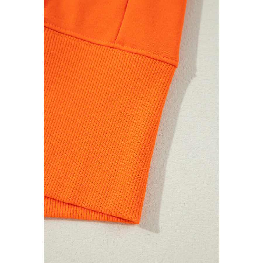 Side Slit Round Neck Long Sleeve Sweatshirt Apparel and Accessories