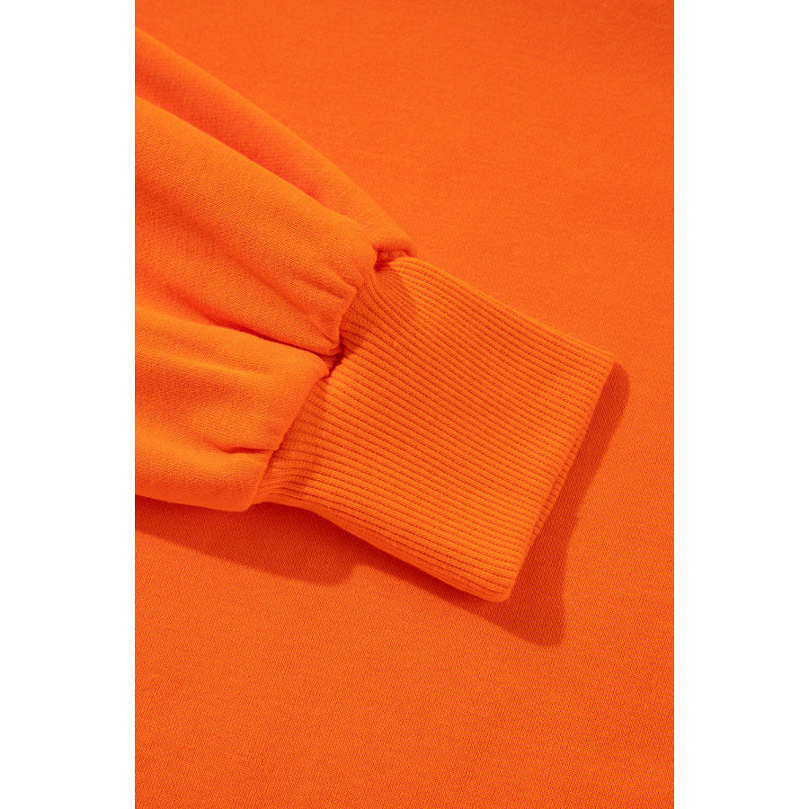 Side Slit Round Neck Long Sleeve Sweatshirt Apparel and Accessories