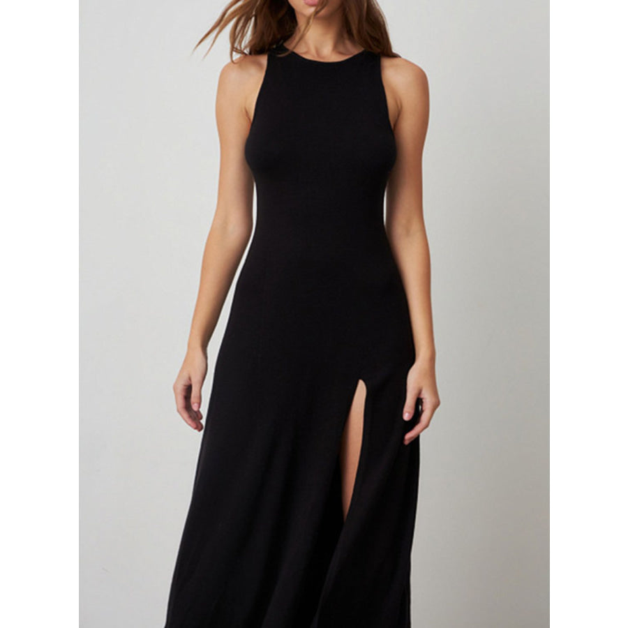 Side Slit Round Neck Sleeveless Dress Apparel and Accessories