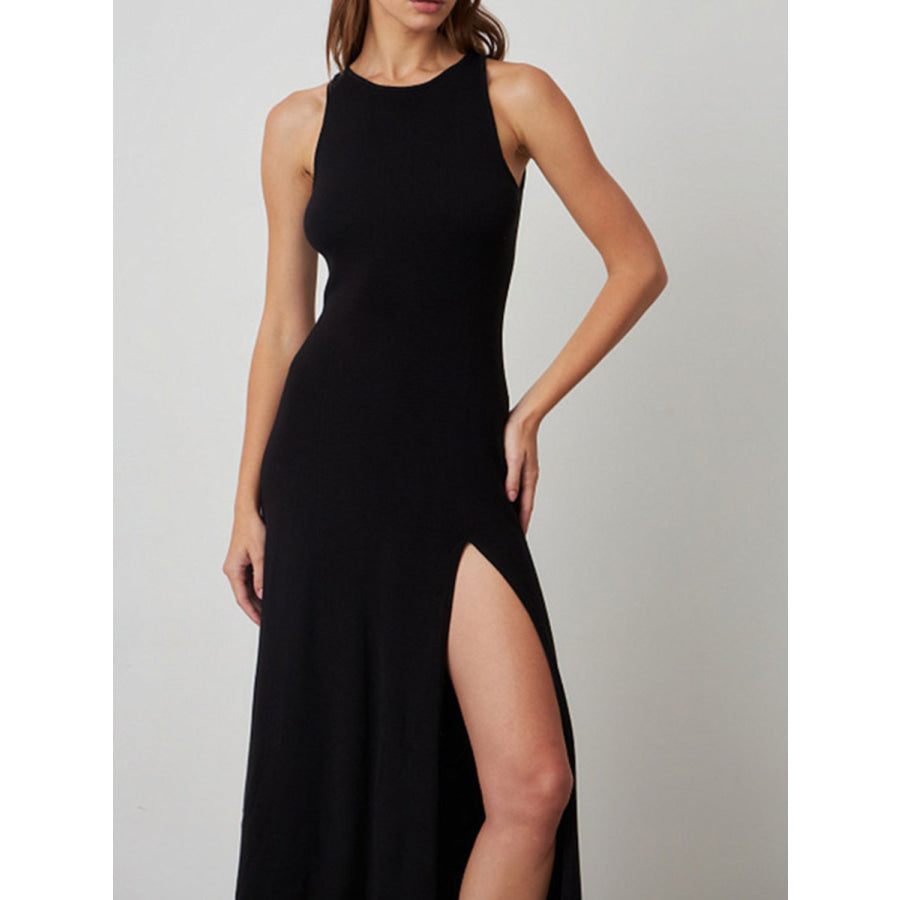 Side Slit Round Neck Sleeveless Dress Apparel and Accessories