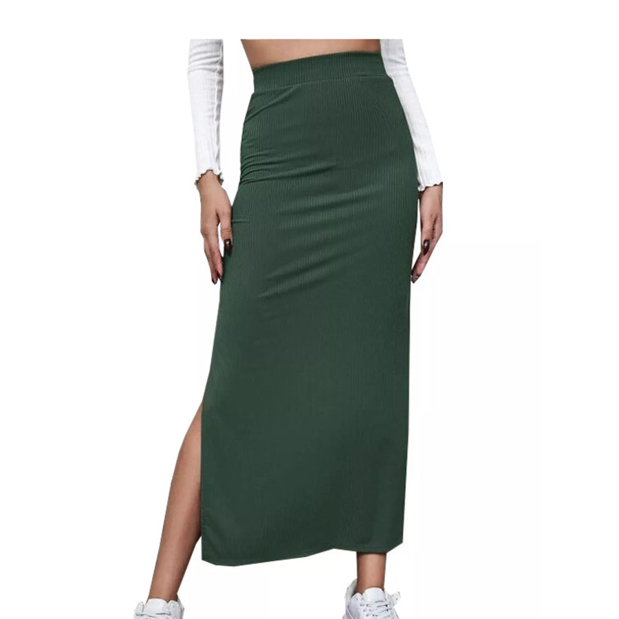 Side Slit Skirt Army Green / S Apparel and Accessories