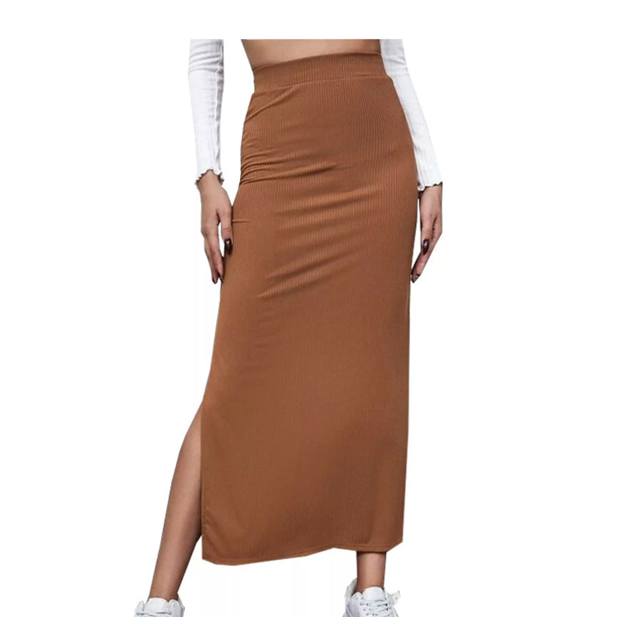 Side Slit Skirt Caramel / S Apparel and Accessories