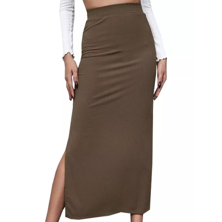 Side Slit Skirt Coffee / S Apparel and Accessories