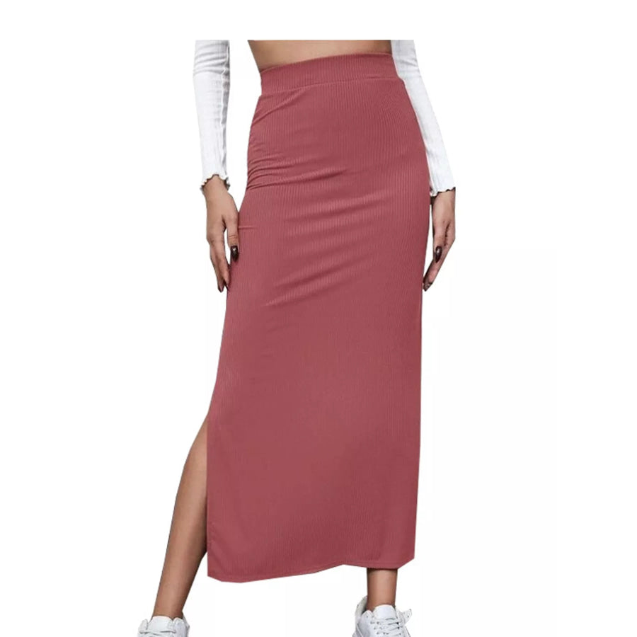 Side Slit Skirt Peach / S Apparel and Accessories
