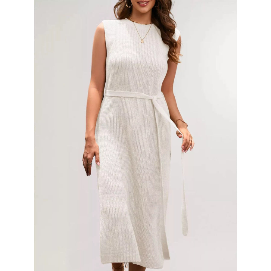 Side Slit Sleeveless Knit Midi Dress Apparel and Accessories
