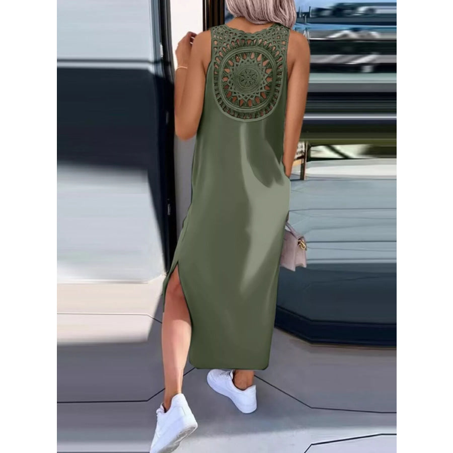 Side Slit Sleeveless Maxi Dress Apparel and Accessories
