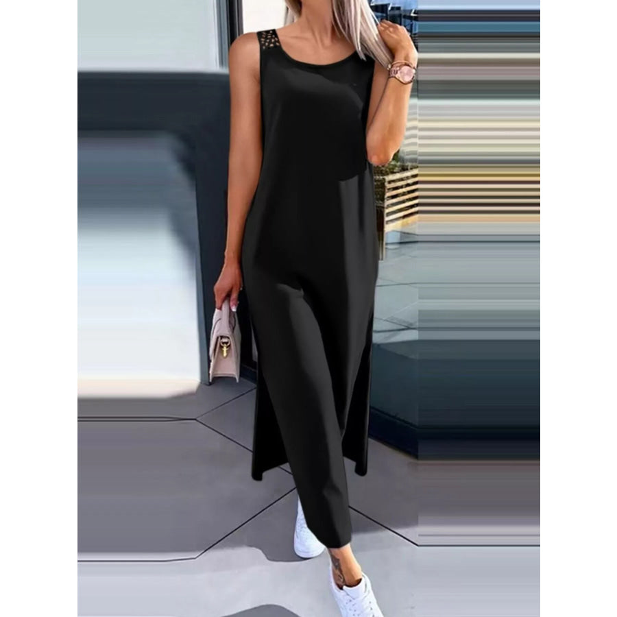 Side Slit Sleeveless Maxi Dress Black / S Apparel and Accessories