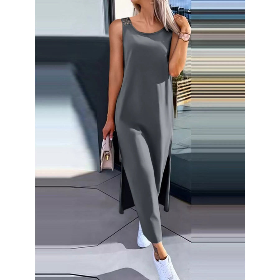 Side Slit Sleeveless Maxi Dress Dark Gray / S Apparel and Accessories