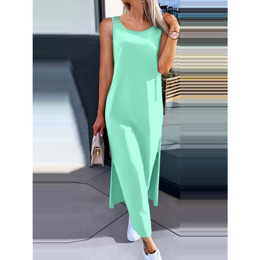 Side Slit Sleeveless Maxi Dress Light Green / S Apparel and Accessories