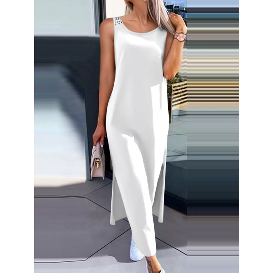 Side Slit Sleeveless Maxi Dress White / S Apparel and Accessories