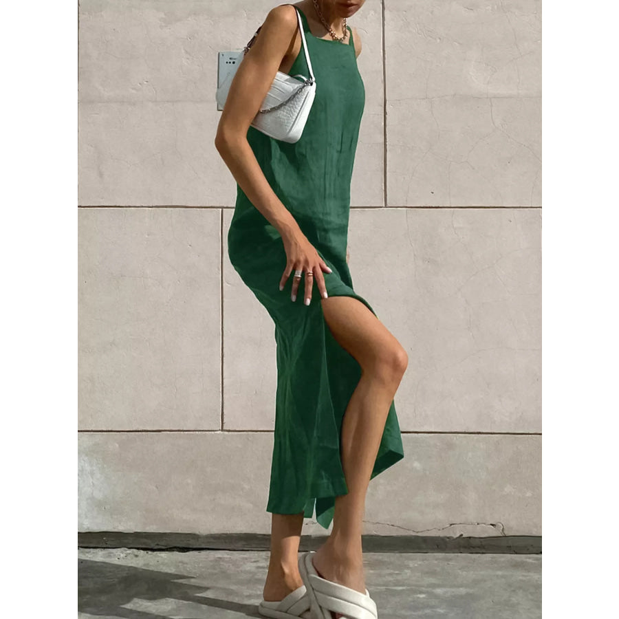 Side Slit Sleeveless Midi Dress Apparel and Accessories
