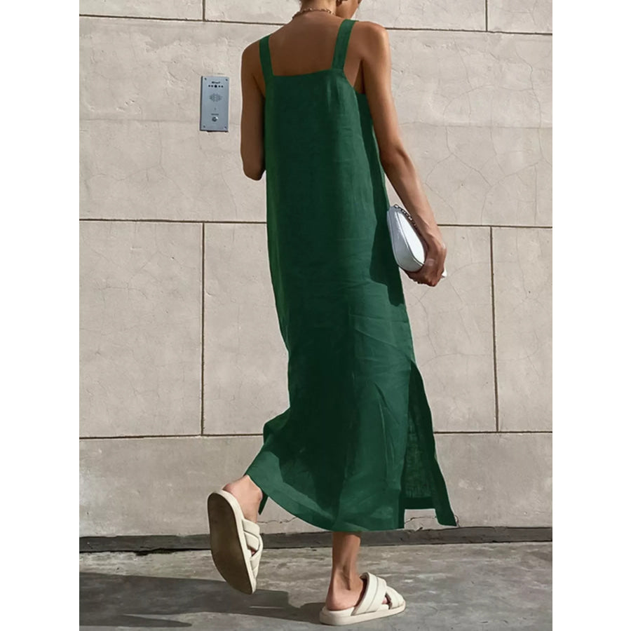 Side Slit Sleeveless Midi Dress Apparel and Accessories