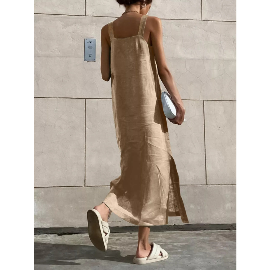 Side Slit Sleeveless Midi Dress Apparel and Accessories