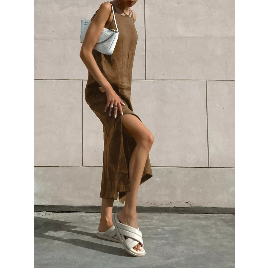 Side Slit Sleeveless Midi Dress Apparel and Accessories