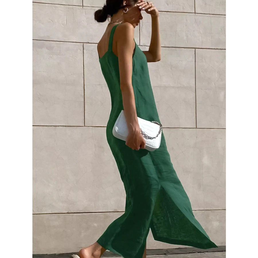 Side Slit Sleeveless Midi Dress Apparel and Accessories