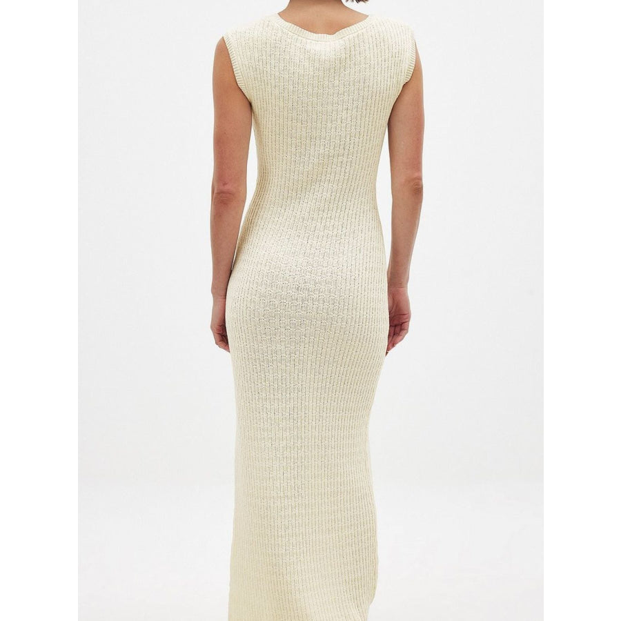 Side Slit Sleeveless Midi Knit Dress Apparel and Accessories