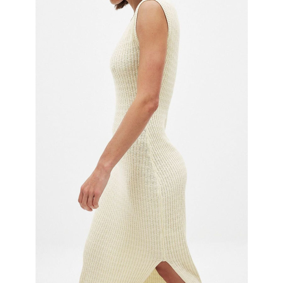 Side Slit Sleeveless Midi Knit Dress Apparel and Accessories