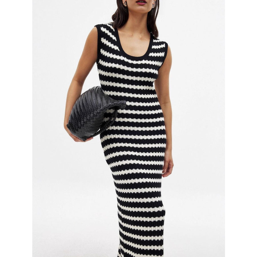 Side Slit Sleeveless Midi Knit Dress Apparel and Accessories