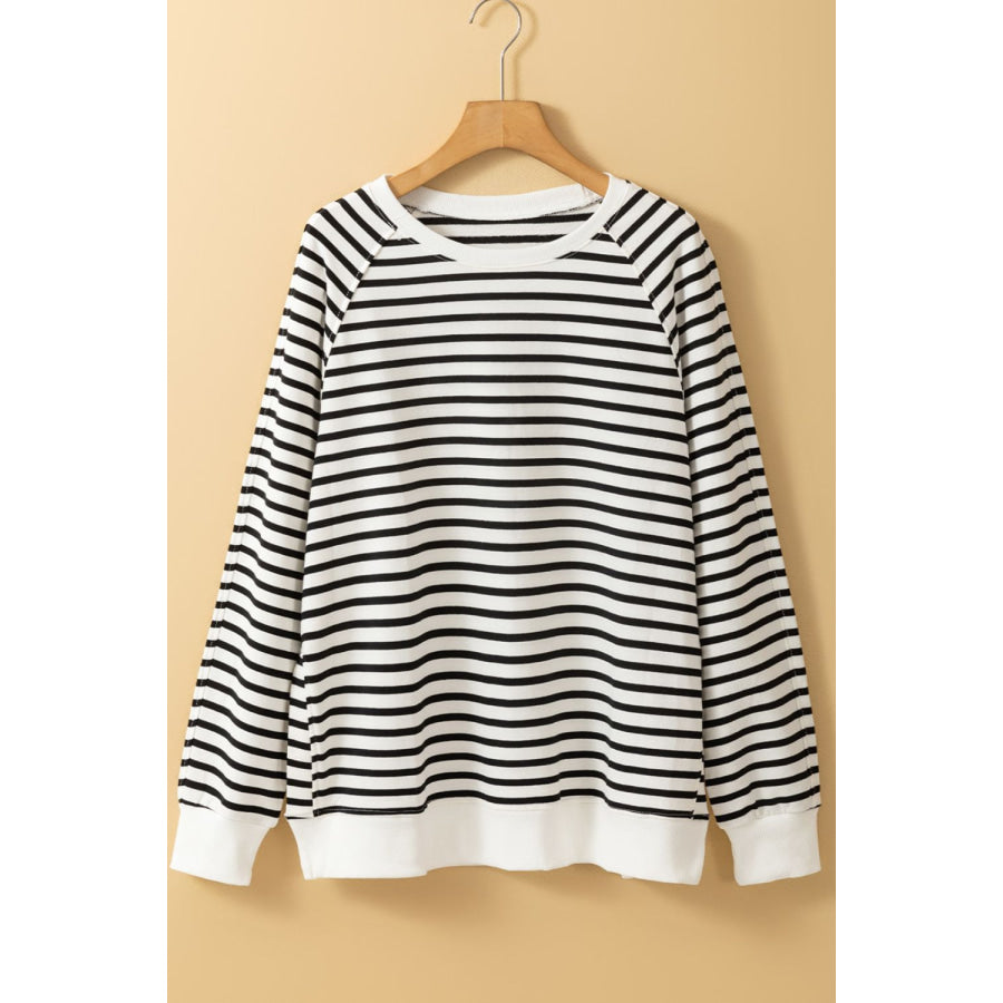 Side Slit Stripe Raglan Sleeve Sweatshirt Apparel and Accessories