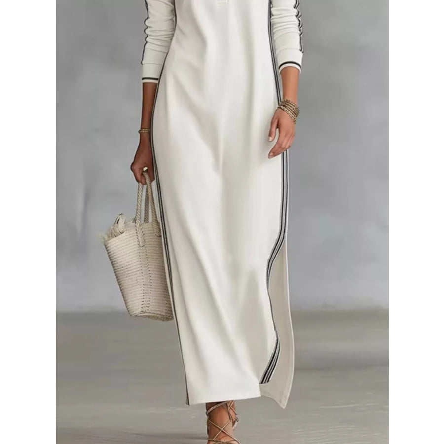 Side Stripe Detail Slit Maxi Dress Apparel and Accessories