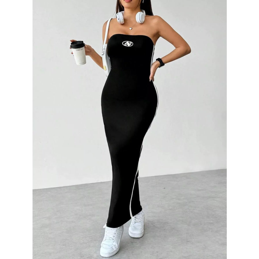 Side Stripe Strapless Maxi Dress Apparel and Accessories