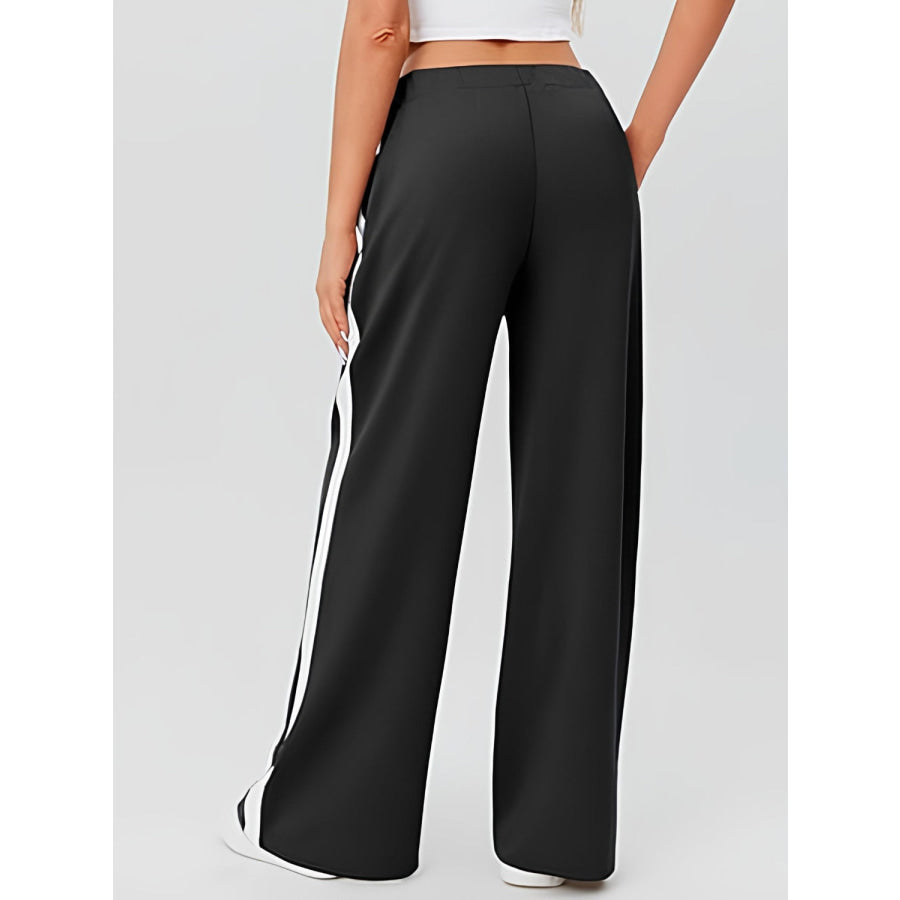 Side Striped Wide Leg Pants Apparel and Accessories