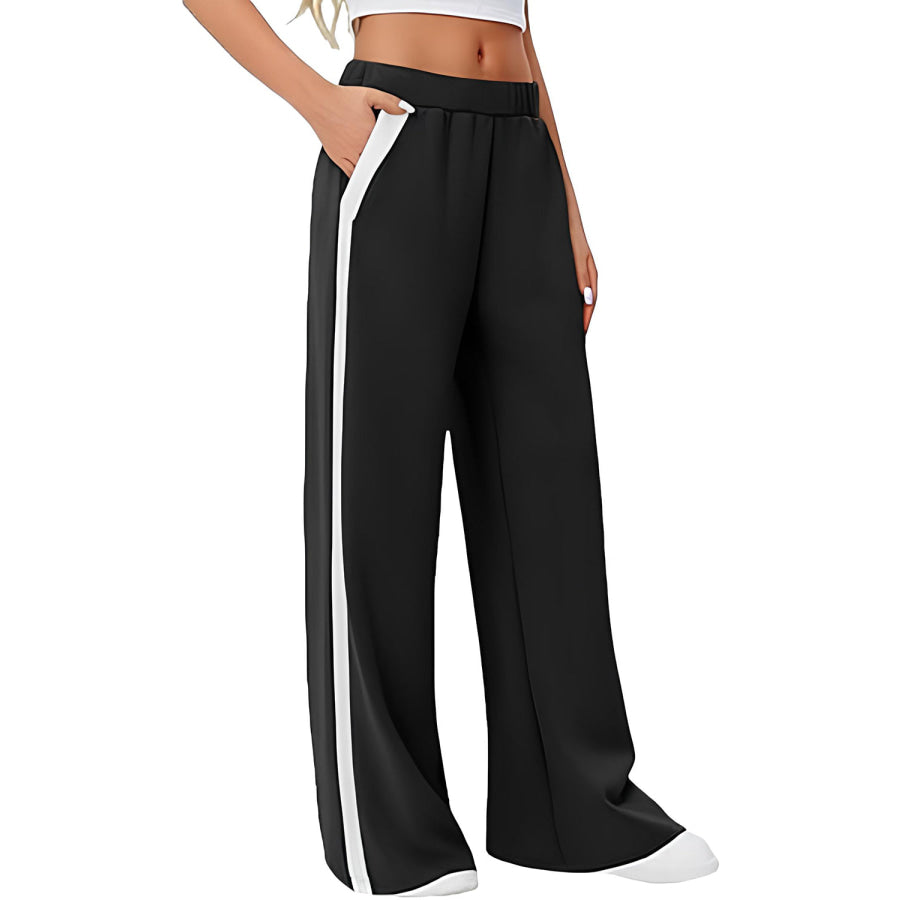Side Striped Wide Leg Pants Apparel and Accessories