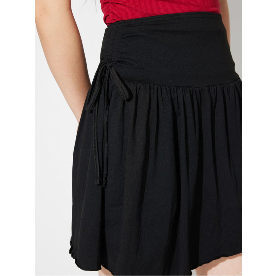 Side Tie Asymmetric Hem Mini Skirt Apparel and Accessories