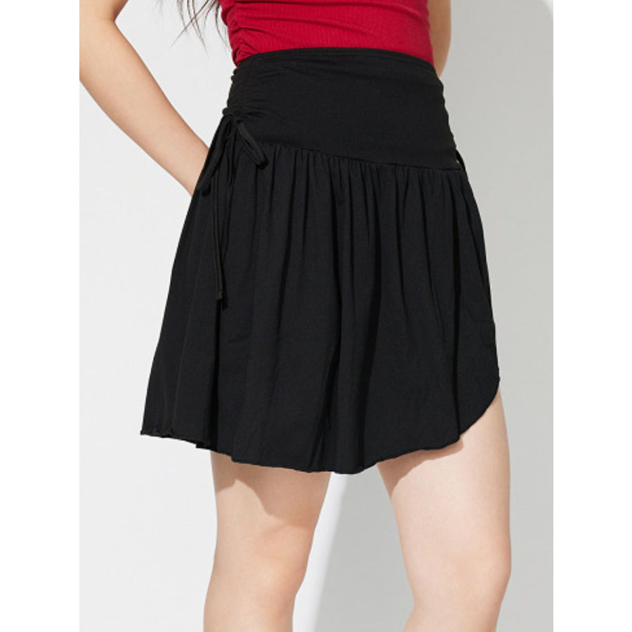 Side Tie Asymmetric Hem Mini Skirt Apparel and Accessories