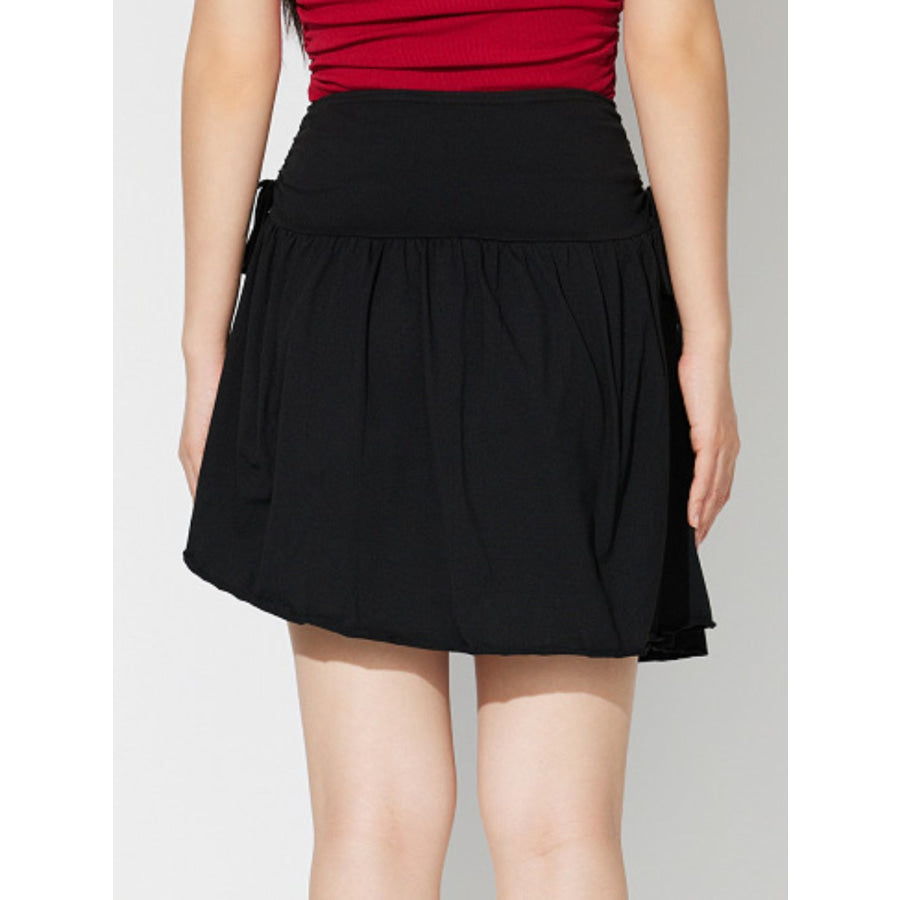 Side Tie Asymmetric Hem Mini Skirt Apparel and Accessories