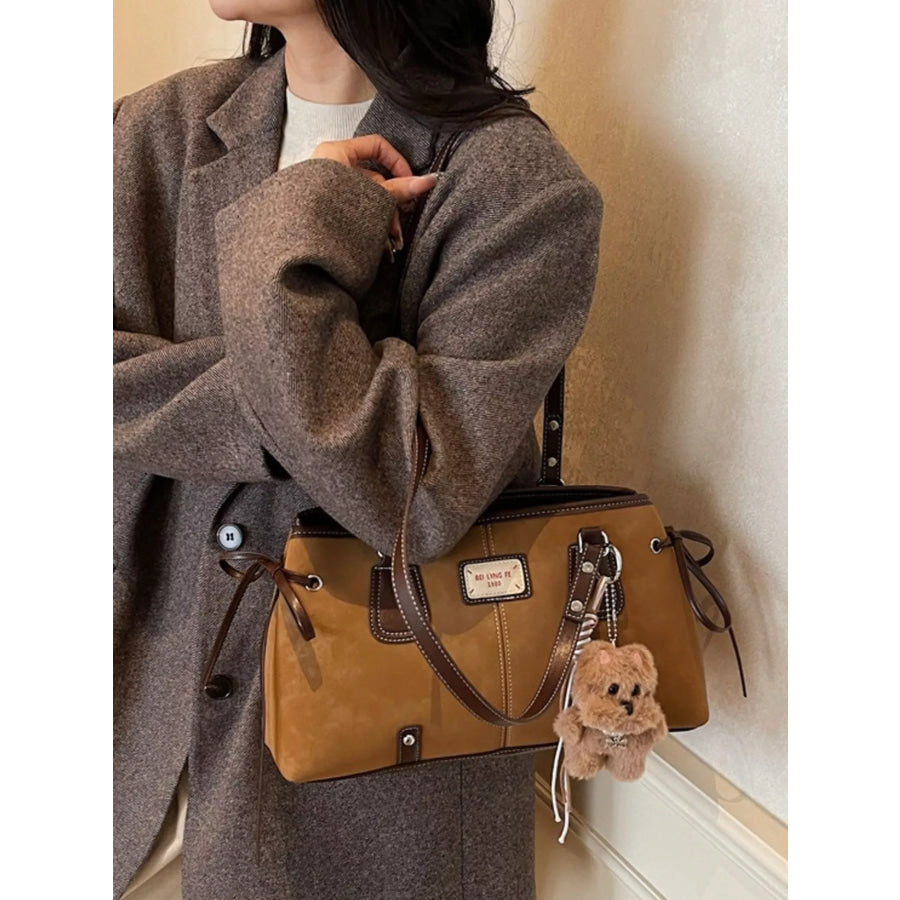 Side Tie Shoulder Bag Brown / One Size Apparel and Accessories