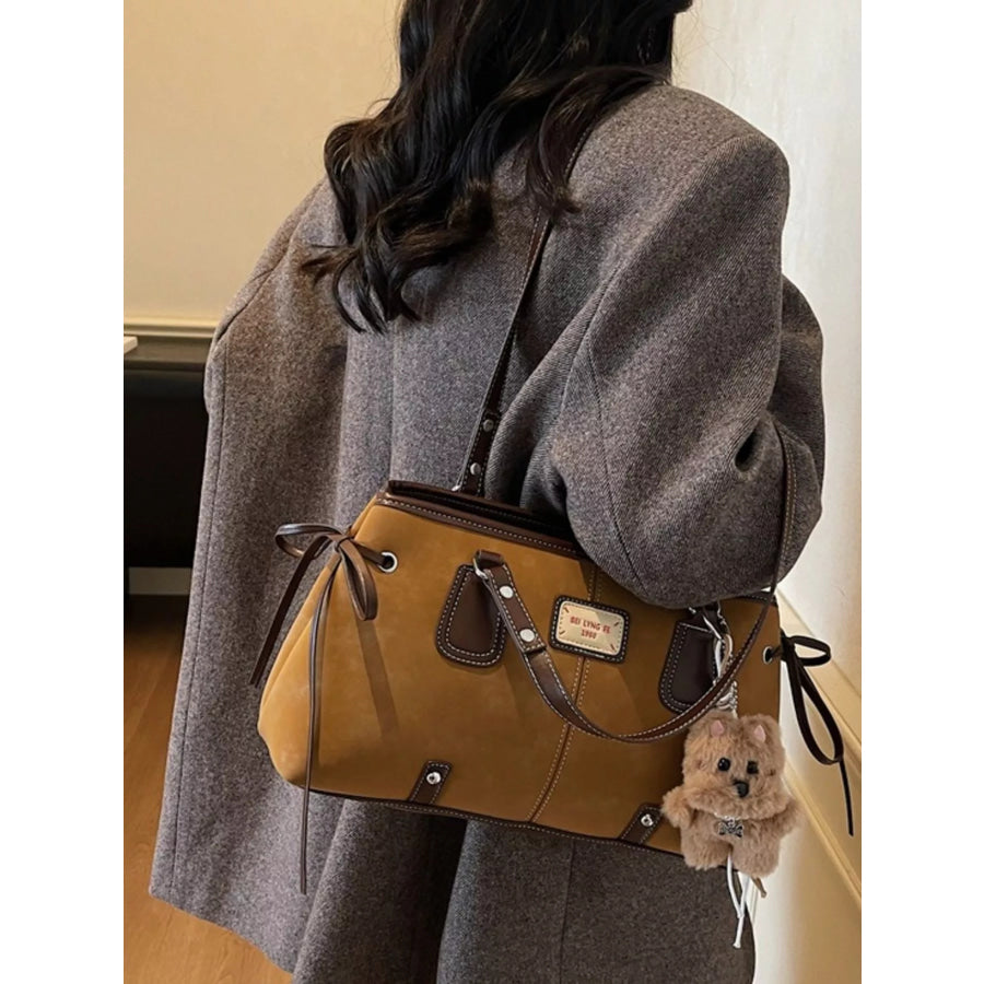 Side Tie Shoulder Bag Brown / One Size Apparel and Accessories