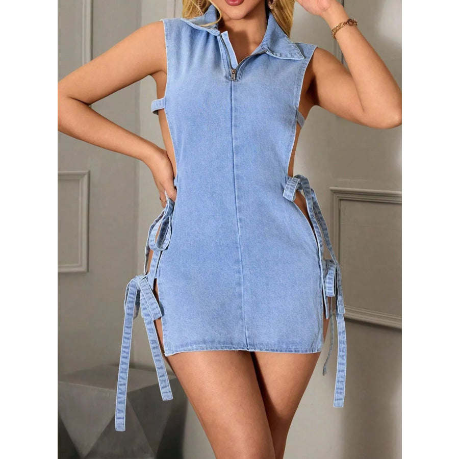 Side-Tie Sleeveless Denim Dress Apparel and Accessories