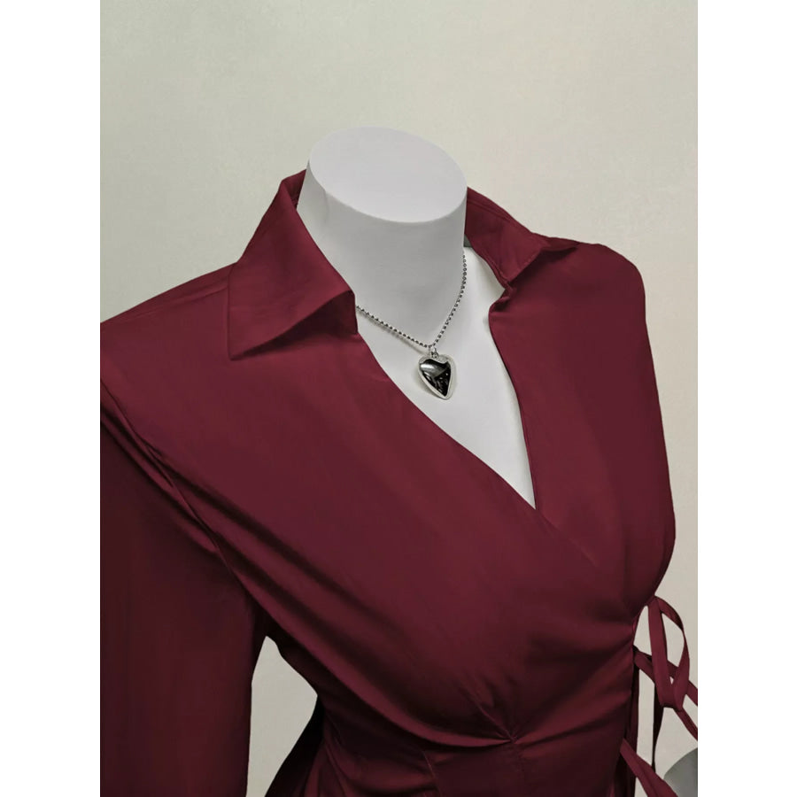 Side Tied Long Sleeve Shirt Apparel and Accessories