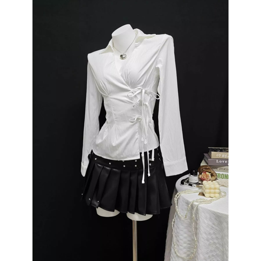 Side Tied Long Sleeve Shirt Apparel and Accessories