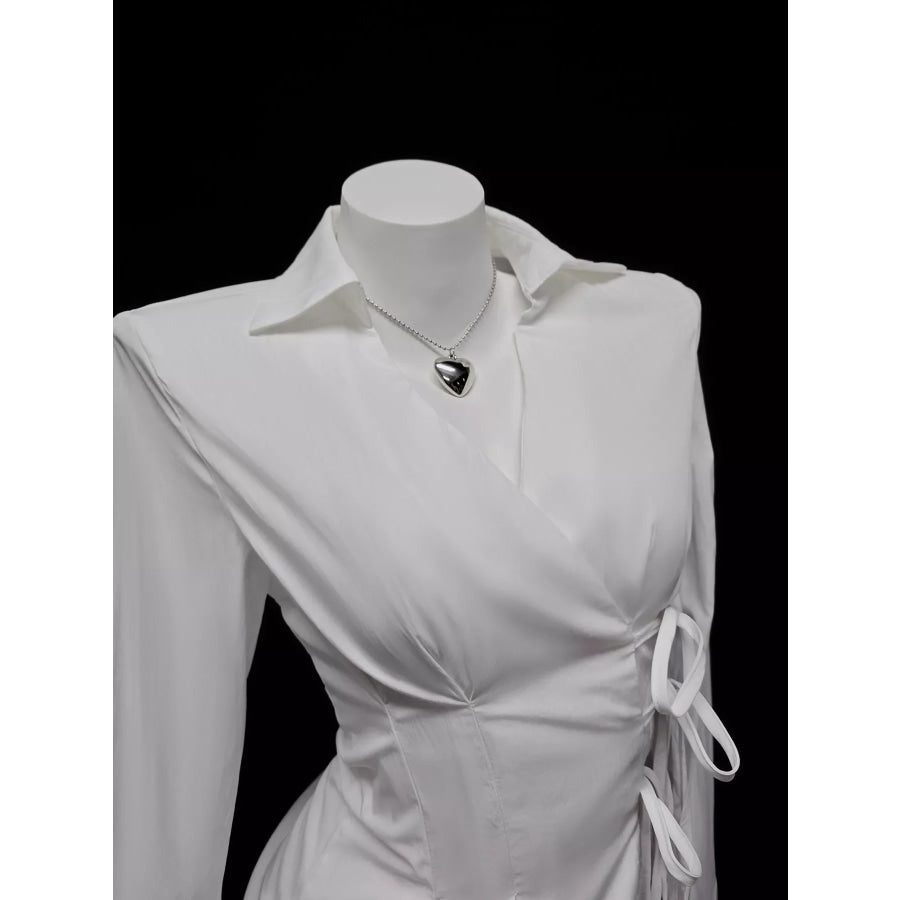 Side Tied Long Sleeve Shirt Apparel and Accessories