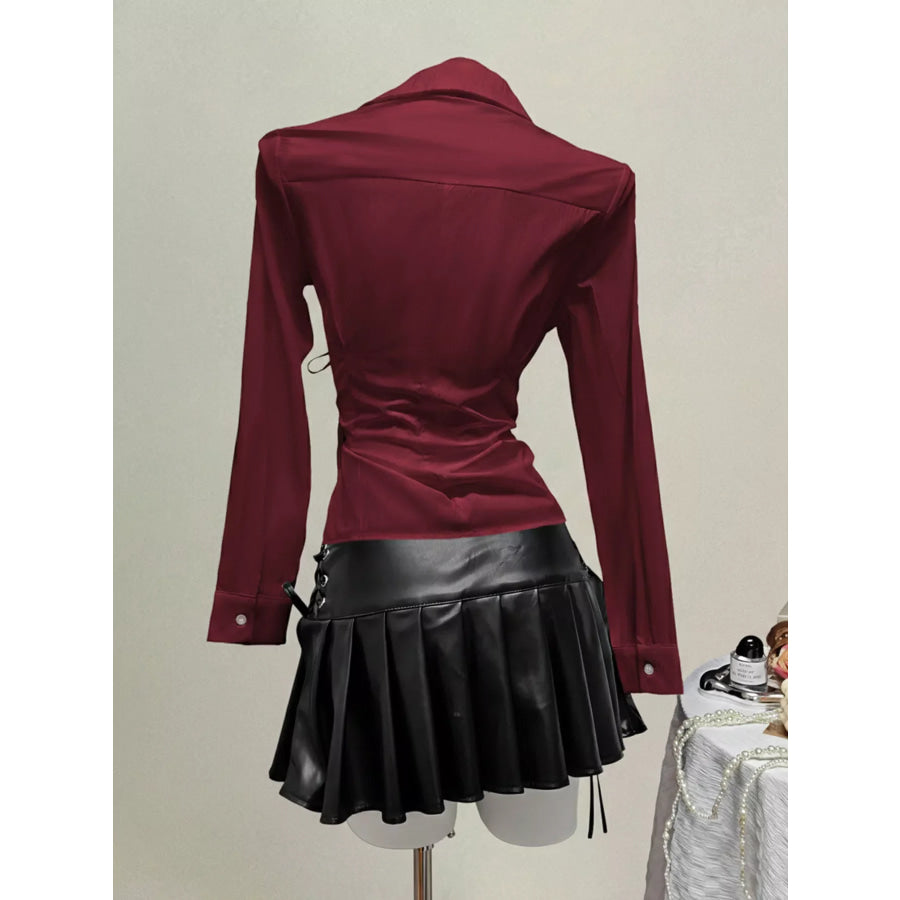 Side Tied Long Sleeve Shirt Apparel and Accessories